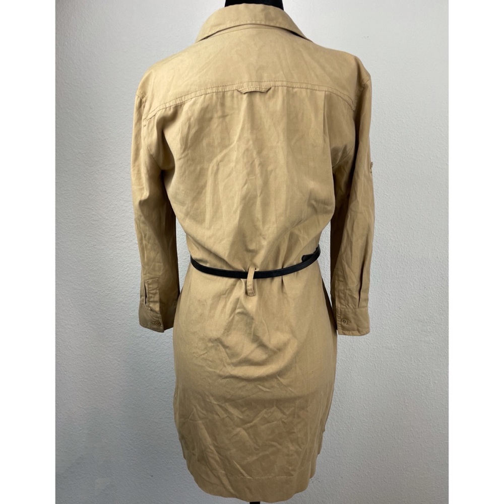 J. CREW • Tan Silk Cargo Shirt Dress, 0P - Picture 4 of 16